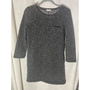 Gap Tweed Dress/Tunic Women's Small Black Gray Cozy‎ Casual Pullover EUC